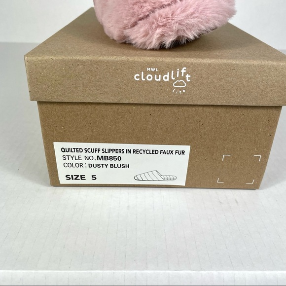 NWB Quilted Scuff Slippers in Recycled Faux Fur - Picture 3 of 4